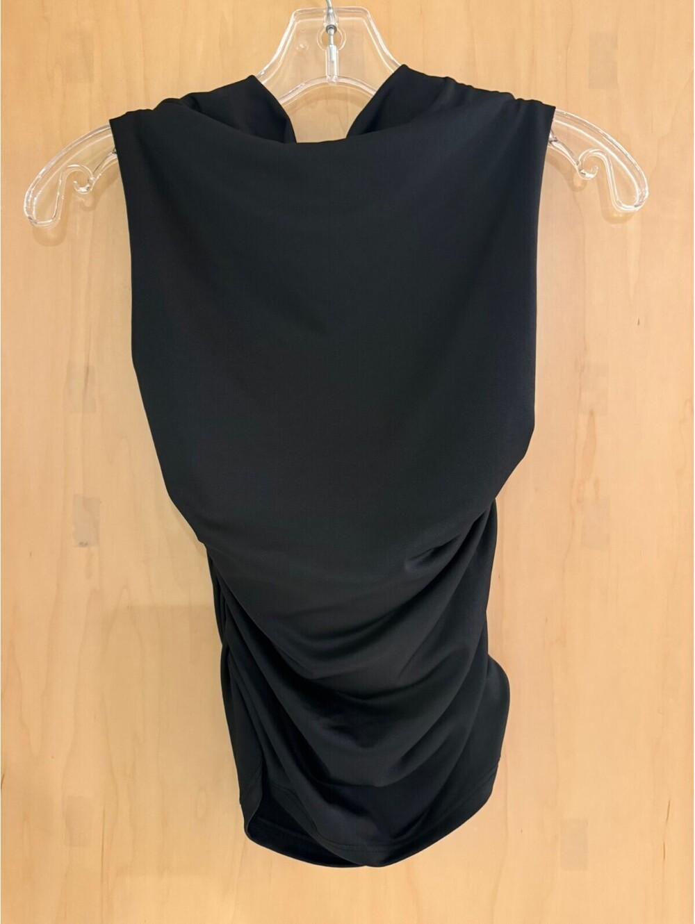 Black Ruched Bodycon Top, Women's Medium Sleeveless Cocktail Party Club Y2K